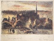 Camille Pissarro Church and farm at Eragny-sur-Epte oil painting artist